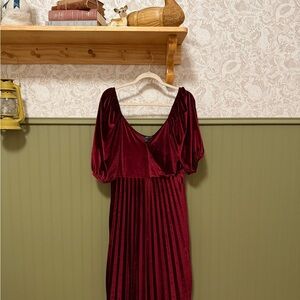 Elegant Burgundy Velvet Dress